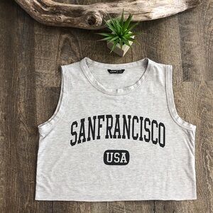 San Francisco Gray Graphic Crop Sleeveless T-shirt Top